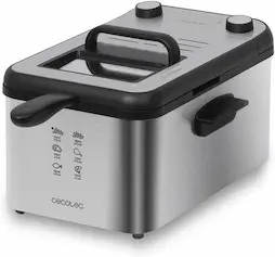 Cecotec Freidora eléctrica CleanFry Infinity 3000 de Acero Inoxidable, 3 litros de Capacidad de Aceite, Filtro OilCleaner, 2400 W, Temporizador de 30 Minutos.