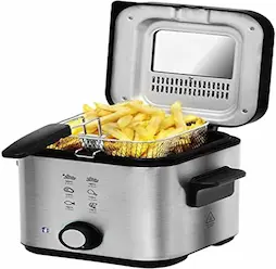 Cecotec Freidora Eléctrica CleanFry Infinity 1500. Freidora de Aceite de 1,5 litros de Capacidad, 900W de Potencia, Filtro OilCleaner, Cubeta Antiadherente, Tapa con Filtro y Ventana de Control