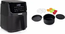 Princess 182031 Freidora sin aceite con Panel de Control Digital Táctil, 11 programas,3.5 Litros, Negro + 182011 Accesorios para Freidoras Sin Aceite, Set de 10