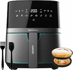 Cecotec Freidora sin Aceite de Aire Cecofry Full InoxBlack 5500 Accesorios. Dietética y Digital, 1450 W Nominal, 1600 W Máxima, 5L Volumen, 5,5L Área de cocinado, Acabados Acero Inox, Termostato