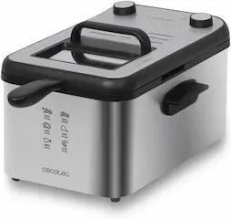 Cecotec Freidora Eléctrica CleanFry 3000 Full INOX. freidora de 3 litros, Filtro OilCleaner, 2400 W, cubeta, cestillo de freír, Aptos para lavavajillas, 30 Minutos y cubeta de Acero