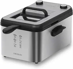 Cecotec Freidora Eléctrica CleanFry 3000 Full INOX. freidora de 3 litros, Filtro OilCleaner, 2400 W, cubeta, cestillo de freír, Aptos para lavavajillas, 30 Minutos y cubeta de Acero