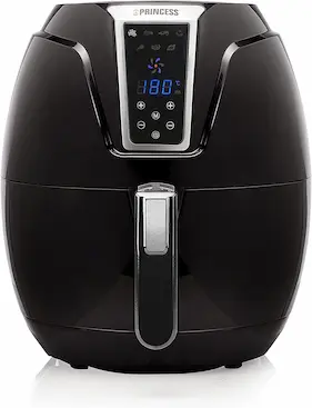 Princess 182021 Freidora sin aceite, 3.2 Litros, Ahorra hasta un 68,9% de energía, Panel de Control Digital Táctil, 7 programas, Temperatura y tiempo regulable, 30 Recetas PDF, Color Negro