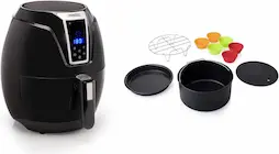 Princess 182021 Freidora sin aceite, Panel de Control Digital Táctil, 3.2 Litros, Acero Inoxidable, Negro + Princess 182011 Set de 10 Accesorios para Freidora sin aceite