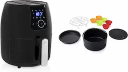 Princess 182025 Freidora sin aceite, 4.5 litros, Ahorra hasta un 66,7% de energía, Panel de Control Digital Táctil + Princess 182012 Set de 10 accesorios para Aerofreidoras