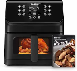 COSORI Freidora de Aire 6,2 L, Air Fryer con Ventana y Iluminación Interior, Freidora sin Aceite con 12 Programas, 30 Recetas Creadas por Chef en Español, 75-205℃, Pantalla Táctil LED, Negra, P652