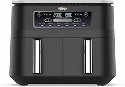 Ninja Foodi Dual Zone Freidora Aire 7,6L, Air Fryer 6 en 1, Freidora sin Aceite Digital con Dos Cestas Independientes aptas para Lavavajillas, Freír, Hornear, Asar y Más,4-6 Porciones, Negro, AF300EU