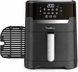 Moulinex Easy Fry & Grill 4.2L EZ5058 Freidora de Aire Sin Aceite 2 en 1 para Freír o a la Parrilla, Pantalla Digital Táctil, 8 Programas para Comidas Sanas, App 125 recetas, Negro, hasta 6 personas