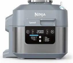 Ninja Speedi Olla Rápida, Freidora de aire, 5.7L, 4 porciones en 15 minutos, 10 funciones de Cocción, Freír, Hornear, Cocinar al Vapor y Asar, Gris, ON400EU