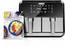 Princess 182074 Freidora sin Aceite con Doble Cesta, 1700 Watts, Capacidad de 8 Litros, Dual Cook, Fácil de Limpiar, 8 Ajustes Preprogramados, Negro