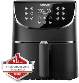 COSORI Freidora de Aire 5,5 L, Air Fryer con 100 Recetas en Español, Freidora sin Aceite con 13 Funciones, Pantalla Táctil LED, Cocción Rápida y Saludable, Cesta Antiadherente, Temporizador, Negra