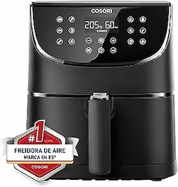COSORI Freidora de Aire 5,5 L, Air Fryer con 100 Recetas en Español, Freidora sin Aceite con 13 Funciones, Pantalla Táctil LED, Cocción Rápida y Saludable, Cesta Antiadherente, Temporizador, Negra