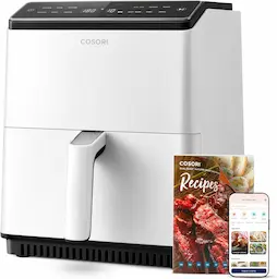 COSORI Freidora de Aire Wifi 6,4 L, Air Fryer con Doble Resistencia, 60+ Recetas de App Creadas por Chef en Español, Freidora sin Aceite con 12 Programas, Blanca, Dual Blaze