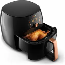 Philips Premium Airfryer XXL - 7.3L, Freidora sin Aceite, Smart Sensing, Tec Rapid Air y Fat Removal, NutriU (HD9860/90)