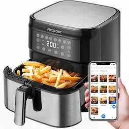 proscenic T21 Freidora sin Aceite, Freidora de Aire 5.5L, Compatible con App y Alexa, Freidora sin Aceite WIFI, Función de combinación, Recetas Españolas Online, Sin PFOA, Pantalla LED Táctil, 1700W