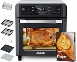 COSORI Freidora de Aire 12L, 11 Multifunciones, Air Fryer con Doble Resistencia 30-220°C, 7 Accesorios, 50+ Recetas, Ventana, Freidora sin Aceite y Horno de Sobremesa, Pantalla Táctil LED, 1800W