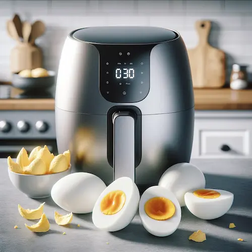 Huevos duros en freidora